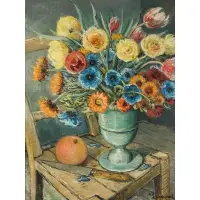 Alois Lecoque, Flowers, Oil on canvas