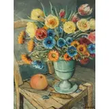 Alois Lecoque, Flowers, Oil on canvas