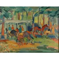 Kline, Equestrian Scene, Oil on canvas