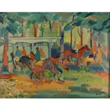 Kline, Equestrian Scene, Oil on canvas