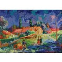 Serge Mendjisky, Provencal Landscape, Oil on canvas