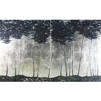 Michelle Sakhai, Seascape Diptych, 2012, Pair of oils and silver leaf on canvas