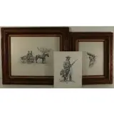 Joe Beeler, Western Scenes, Grouping of three pen and inks
