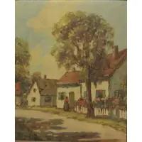 F.H. McKay, Artist description verso, Oil on Board Landscape