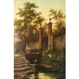 Hermann Michalowski, Garden Scene, Oil on canvas