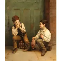 Two Children by Karl Witkowski, Oil on canvas, sold Sep 2021