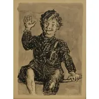 Boy Waiving by Robert Henri, Ink and Wash, sold Sep 2021