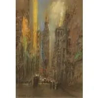 Glenn Henshaw, New York Streetscape, Pastel
