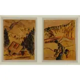 Albert Mueller, Bronx River, NY, Pair of watercolors
