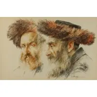 Isaac, Two Chassidim, 1968, Colored pencil