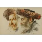 Isaac, Two Chassidim, 1968, Colored pencil
