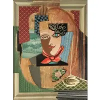 Konrad Cramer, Portrait of Florence., 1958, Oil and collage on masonite