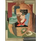 Konrad Cramer, Portrait of Florence., 1958, Oil and collage on masonite