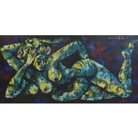 Xanti Schawinsky, Reclining Nude, 1958, Oil on canvas laid to masonite