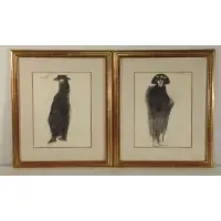 Selina Trieff, Figures, Pair of charcoal drawings
