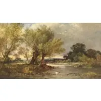 George A Williams, On the Thames, Oil on canvas