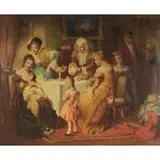 Mozart Rottman, Genre Scene, Oil on Masonite