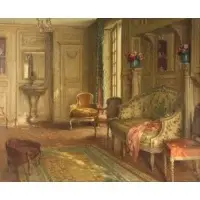 Interior Scene by Leonce de Jonciers, Oil on canvas, sold Jul 2021