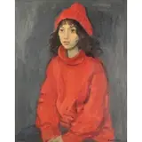 Raphael Soyer, Girl in Red, c. 1970, Oil on canvas