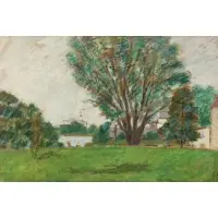 Alexis Arapoff, Looking Toward the High School, Falmouth, Mass., c. 1934, Gouache