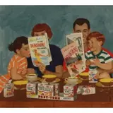 Richard Sargent, Family Planning a Vacation, 1957, Casein on Whatman board