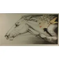 Thoroughbreds, Pur-Sang by Louis Icart, 1938, Etching in color, sold Jul 2021