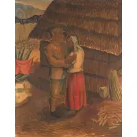 Luis Arenal Bastar, Political Scene, Gouache