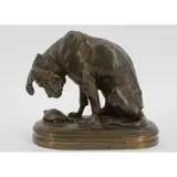Henri Alfred Jacquemart, Dog and the Tortoise, Bronze Sculpture A signed bronze sculpture "Dog and the Tortoise"