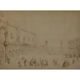 Giacomo Guardi, Venetian Scene, Ink and wash on paper