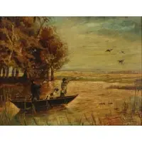 B.M. Asher, Hunting Scene, Oil on board