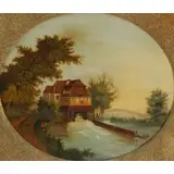 Charles Winfield Tice, Hudson River Scene, Troy, NY, Oil on canvas