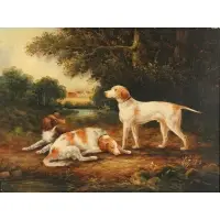 J Emnis, Dogs, Oil on panel