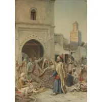 Frederico Bartolini, Carpet Sellers, Watercolor