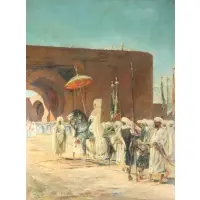 Norvel Busey, Orientalist Scene after Constant, Oil on canvas