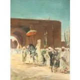Norvel Busey, Orientalist Scene after Constant, Oil on canvas