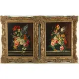 Carl Denner, Floral Still Lifes, Pair of Oils on Panel
