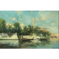 Gianni, Venetian Scene, Oil on canvas