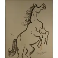 Horse by Byron Browne, Ink on paper, sold Jun 2021