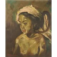 Surabaya Rustamadji, Portrait of a Girl, Oil on canvas