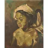 Surabaya Rustamadji, Portrait of a Girl, Oil on canvas