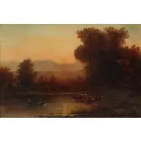 Hudson River School Style Landscape by William Hart, Oil on canvas, sold May 2021