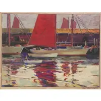 Karl Schmidt, Port Scene, Gouache