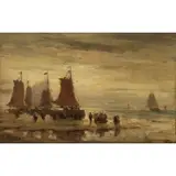Evert Pieters, Coastal Scene, Oil on board
