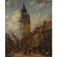 Pierre Le Boeuff, Townscape, Oil on canvas