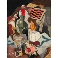 Stanton Macdonald-Wright, Untitled (Still Life with Game Board and Port), Oil on canvas