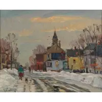 Antonio Cirino, Winter Landscape, Oil on board