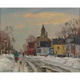 Antonio Cirino, Winter Landscape, Oil on board