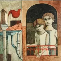 Portrait of Two Figures by Lucio Ranucci, Oil on canvas, sold May 2021