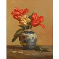 John Traynor, Floral Still Life, Oil on board