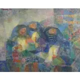 Three Candles by Romeo Tabuena, 1969, Acrylic on Masonite, sold May 2021